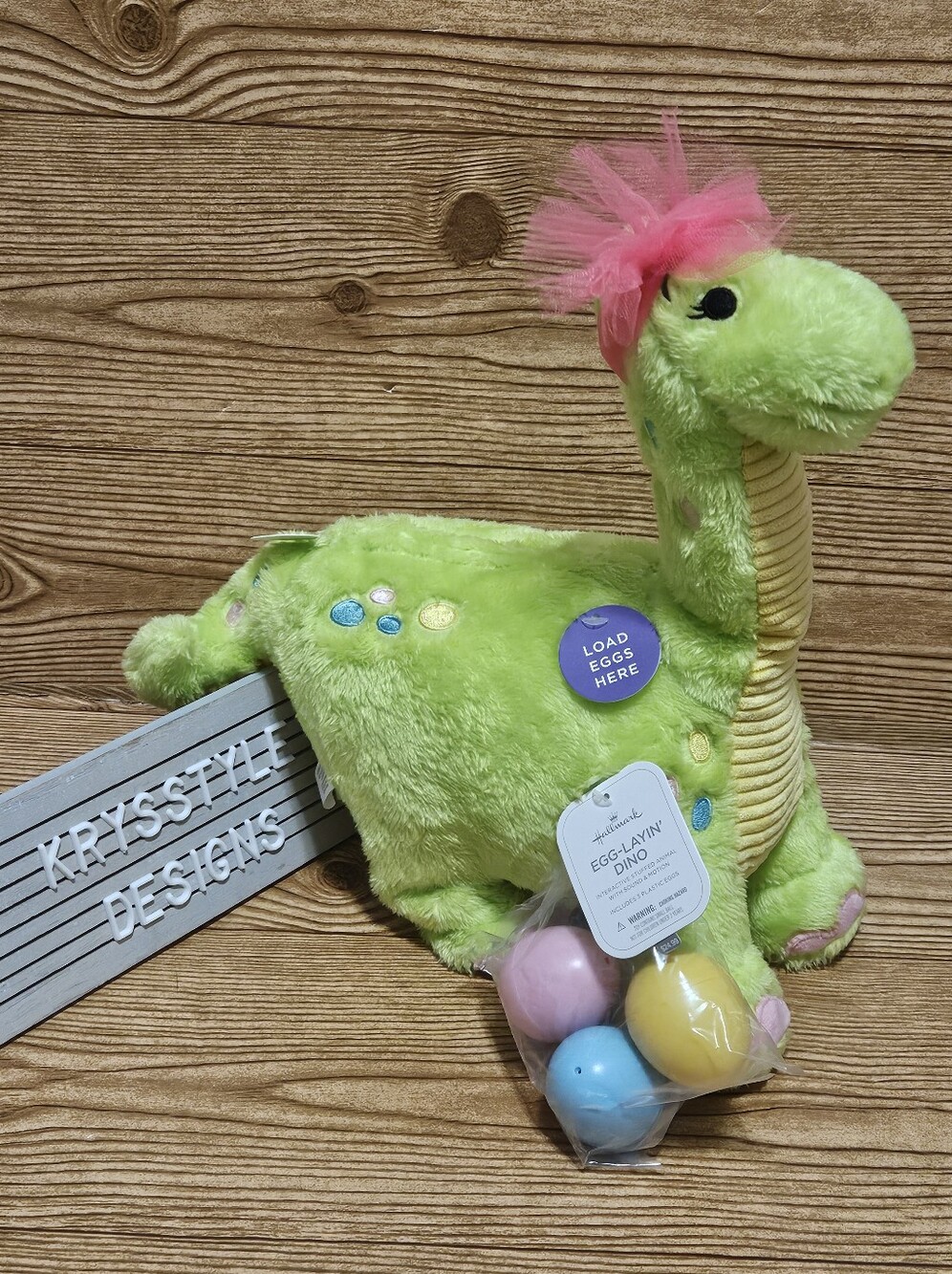 HALLMARK Easter Dancing Egg Layin' Dinosaur Plush